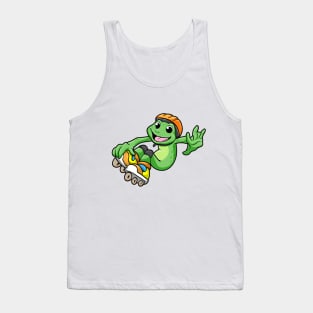 Frog as Inline Skater with Inline Skates and Helmet Tank Top